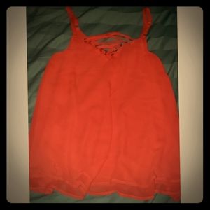 Torrid coral lace up flowy top